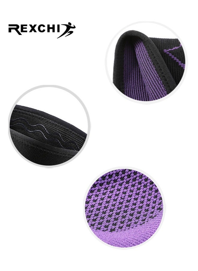 REXCHI Professional Knee Brace for Pain Relief, 1 Pack Knee Compression Sleeve for Men & Women, Knee Pad with Side Stabilizers & Patella Pad for Sport, Workout, Meniscus Tear, Arthritis, ACL, Joint Pain Relief (Large, Black/Purple) - Image 4