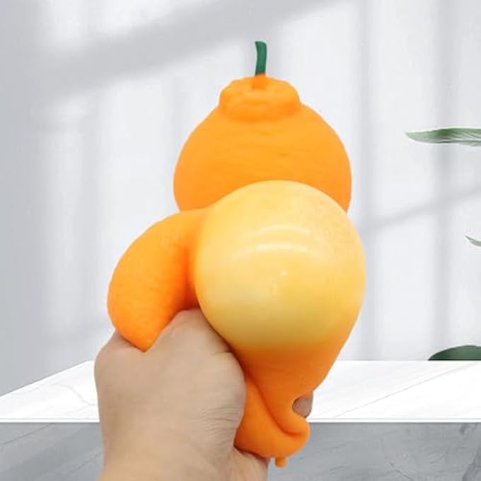Annadue Orange Stress Relief Squeeze Toys Slow Recovery Fruit Toys for Relaxation TPR Material (Orange Squeeze Toy) - Image 3