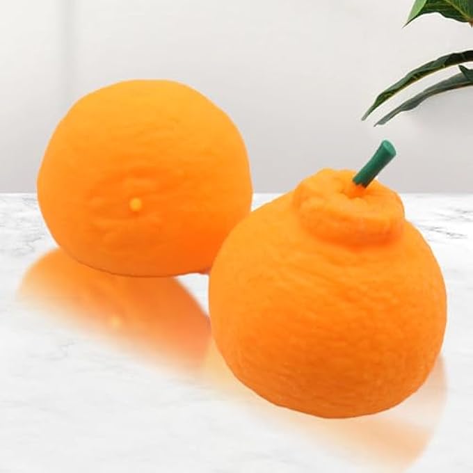 Annadue Orange Stress Relief Squeeze Toys Slow Recovery Fruit Toys for Relaxation TPR Material (Orange Squeeze Toy) - Image 2
