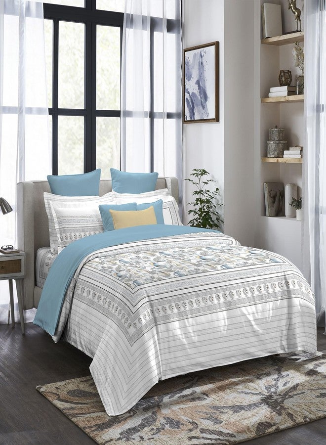 MYTRIDENT bedsheet for Double Bed, Indulgence Painterly Pattern King Bedsheet Set, 300 TC, 100% Cotton, Soraya - Image 2