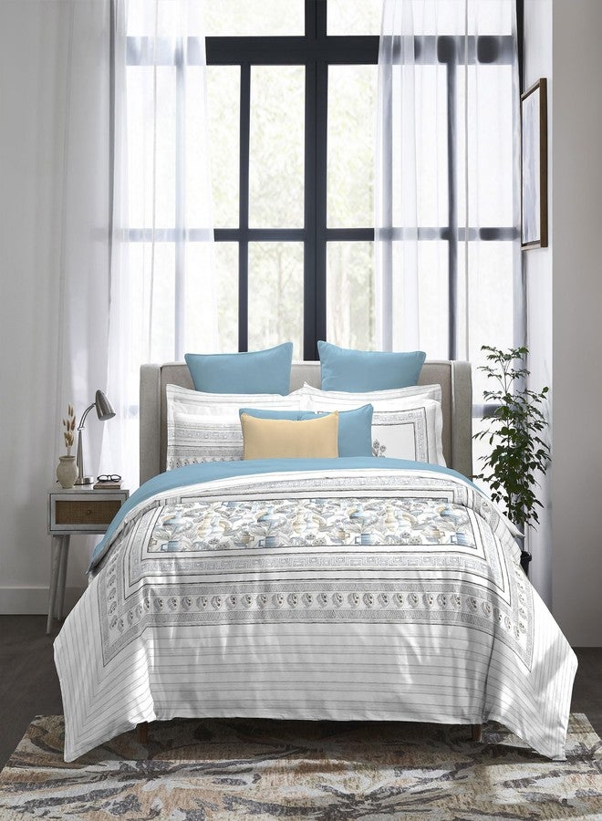 MYTRIDENT bedsheet for Double Bed, Indulgence Painterly Pattern King Bedsheet Set, 300 TC, 100% Cotton, Soraya - Image 1