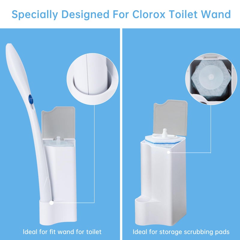 TEITEAI 2 Pack Holder for Clorox Toilet Wand, Compatible with Clorox Toilet Wand Holder only, White & Gray - Image 4