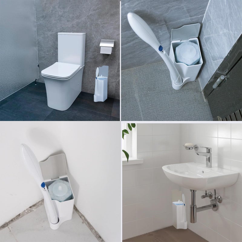 TEITEAI 2 Pack Holder for Clorox Toilet Wand, Compatible with Clorox Toilet Wand Holder only, White & Gray - Image 3