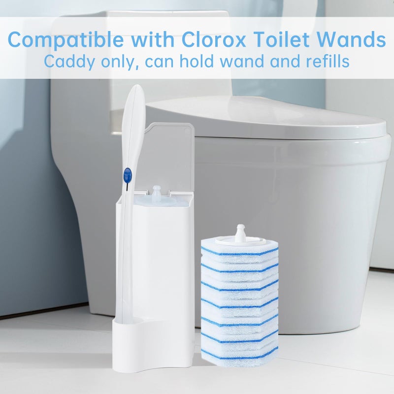 TEITEAI 2 Pack Holder for Clorox Toilet Wand, Compatible with Clorox Toilet Wand Holder only, White & Gray - Image 2