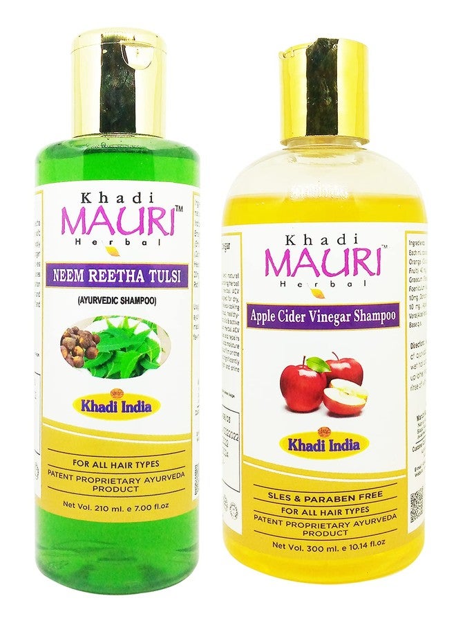 Khadi Mauri Apple Cidar Vinegar & Neem Reetha Tulsi Shampoo - Pack of 2 (420 ml) - Image 1