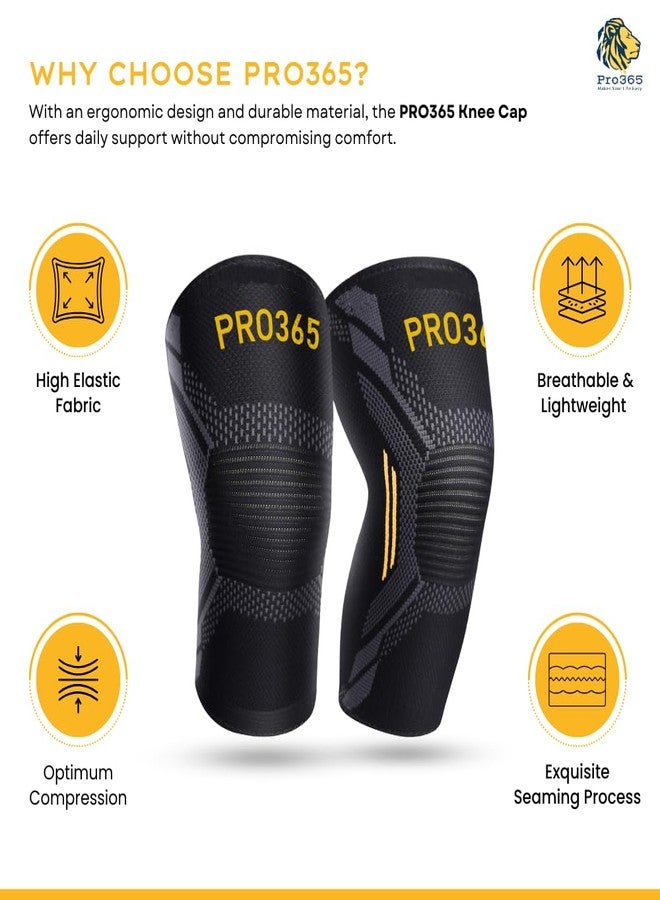 PRO365 Premium Gym Knee Cap| Advanced Pain Relief Brace| Supportive Guard| Stretchable Knee Pad| Protective Knee Band for Men & Women| Medium| - Image 3