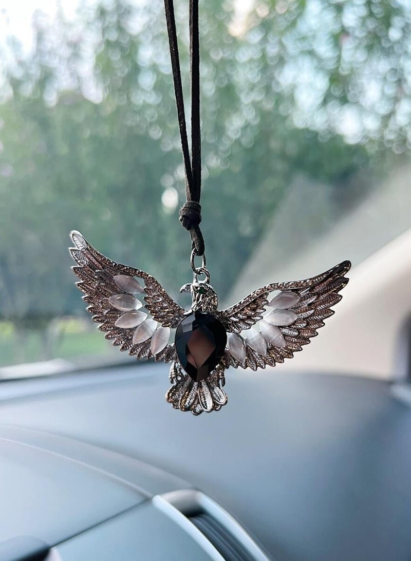 Car Hanging Ornament – Car Decoration with an Engraved Eagle Design, Made of Metal u0026 Adorned with a Cat's Eye Stone, Perfect for Enhancing Your Car’s Interior Elegance – Length: 12 cm - Image 4