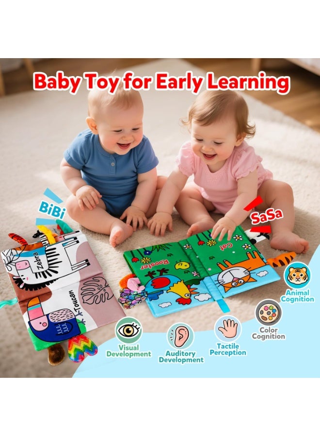 Arabest 2Pack Soft Baby Books Animal Tails Toy Touch and Feel Crinkle Cloth Book Infant Toy with Non-Toxic Fabrics, Baby Shower, 1st Birthday Gifts for Newborn Boys and Girls 3-12 Months - Image 5