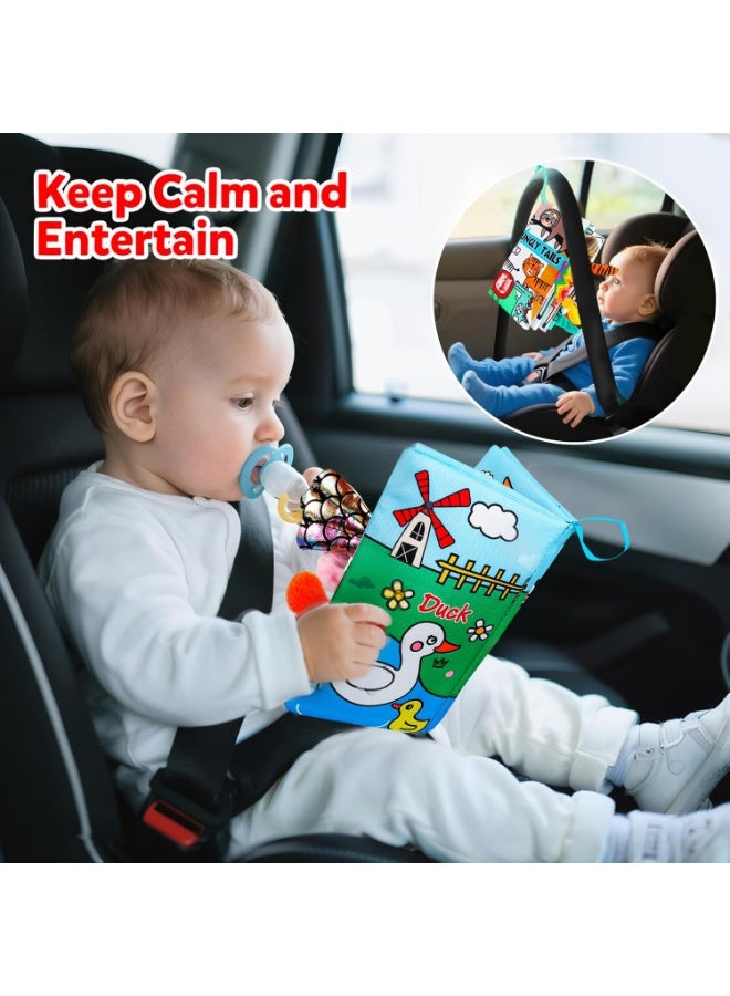 Arabest 2Pack Soft Baby Books Animal Tails Toy Touch and Feel Crinkle Cloth Book Infant Toy with Non-Toxic Fabrics, Baby Shower, 1st Birthday Gifts for Newborn Boys and Girls 3-12 Months - Image 3