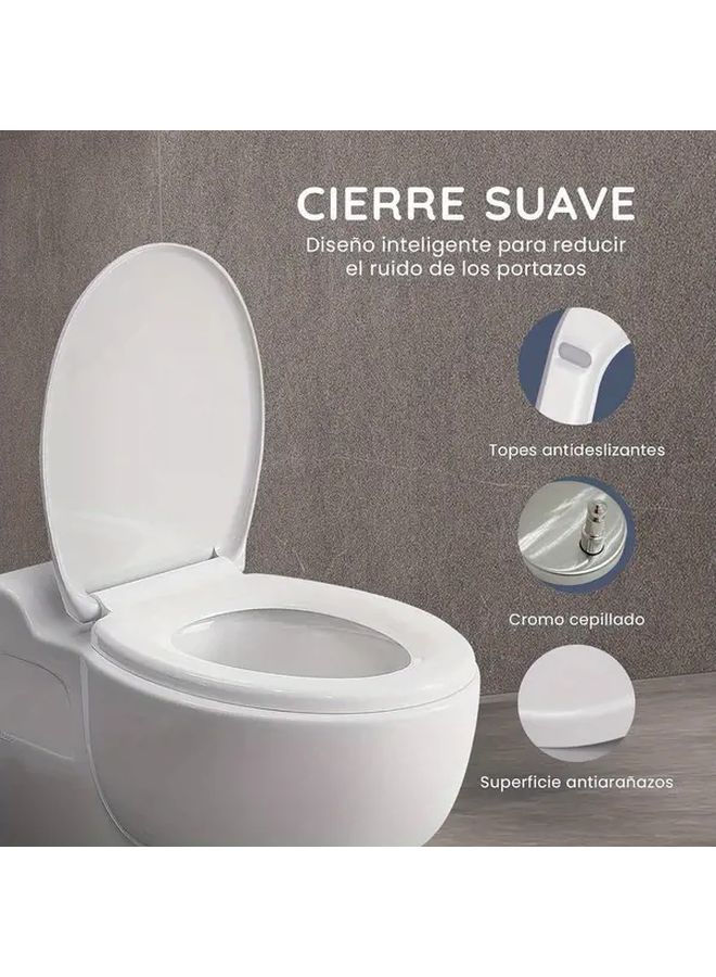 Oval Toilet Seat Cover Soft Close With Quick Release Hinge Adjustable White Toilet Seat Metal Compression Resistant One Button Quick Release Suitable For Modern Bathroom Durable Non Slip Easy To Clean Universal Design Fits Standard U Shaped Toilets - Image 3