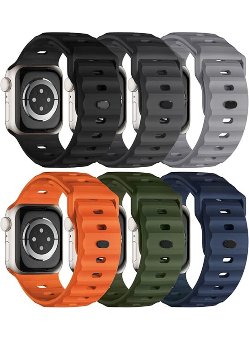X-level 6 Pack Sport Bands Compatible with Apple Watch Band 49mm 46mm 45mm 44mm 42mm, Soft Silicone Waterproof Wristbands Compatible with iWatch Apple Watch Series 10 9 8 7 6 5 4 3 SE Ultra - Image 1