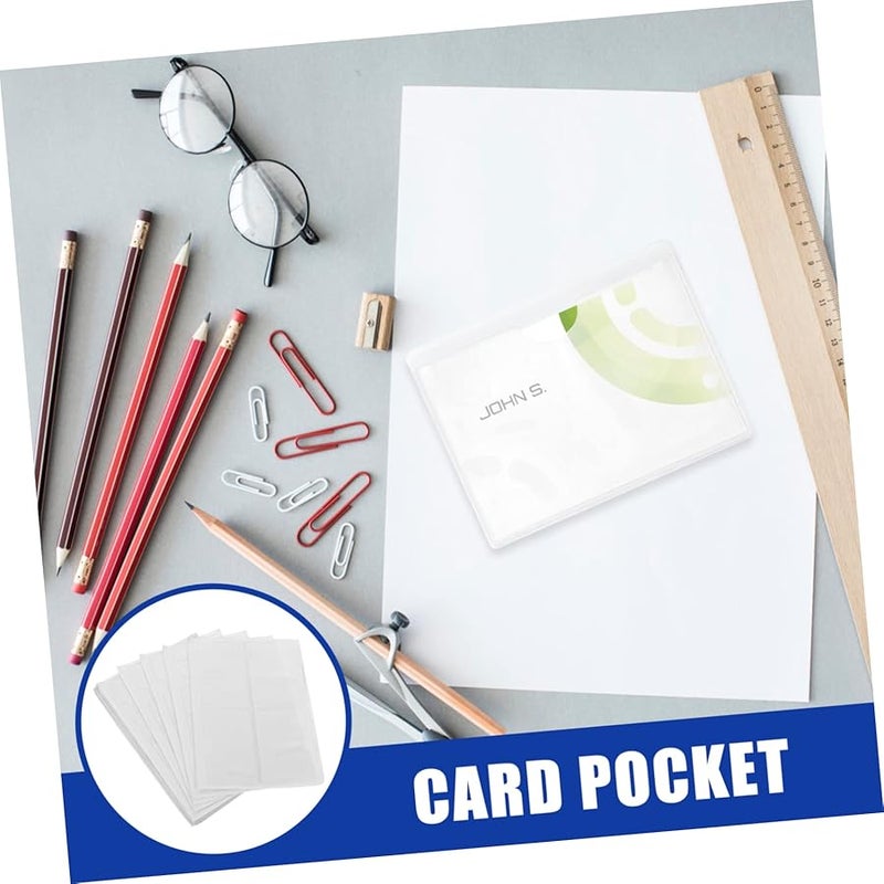 Self Adhesive Card Pockets 100pcs Clear Plastic Business Card Holder Index Sleeves - Image 4