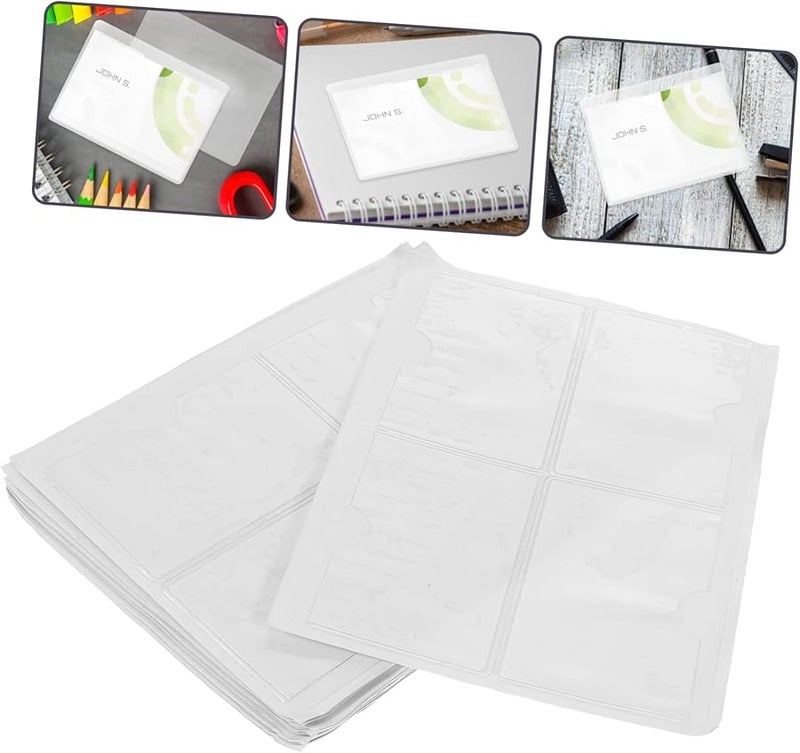 Self Adhesive Card Pockets 100pcs Clear Plastic Business Card Holder Index Sleeves - Image 3