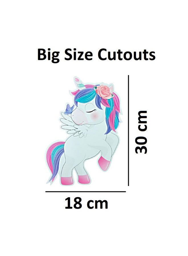 FI - FLICK IN 16 pcs Happy Birthday Unicorn Banner Unicorn Theme Birthday Party Unicorn Cutouts Props & Cake Topper Birthday Decoration Items for Girls Party Supplies (Pack of 16,Multicolor) - Image 3
