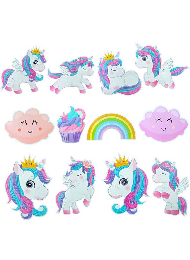 FI - FLICK IN 16 pcs Happy Birthday Unicorn Banner Unicorn Theme Birthday Party Unicorn Cutouts Props & Cake Topper Birthday Decoration Items for Girls Party Supplies (Pack of 16,Multicolor) - Image 4