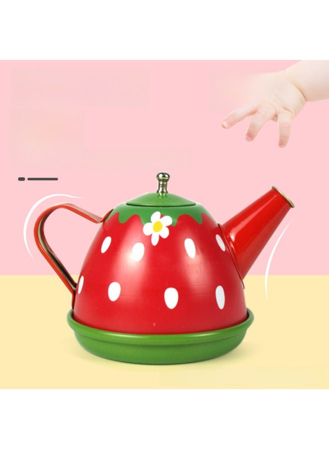 Simulation Children's Tinplate Tea Set Toy Play House Teapot Suit Kindergarten Girls' Game Props-Color:Outstanding Tea Set Suit-Specifications:Blister Packaging - Image 4