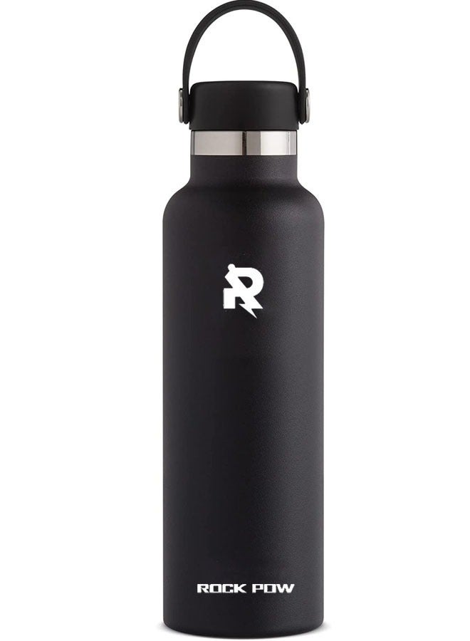 Rock Pow Water Bottle 21 oz Standard Mouth with Flex Cap and Powder Coat Vacuum Insulated Stainless Steel - BPA-Free for sports - Image 1