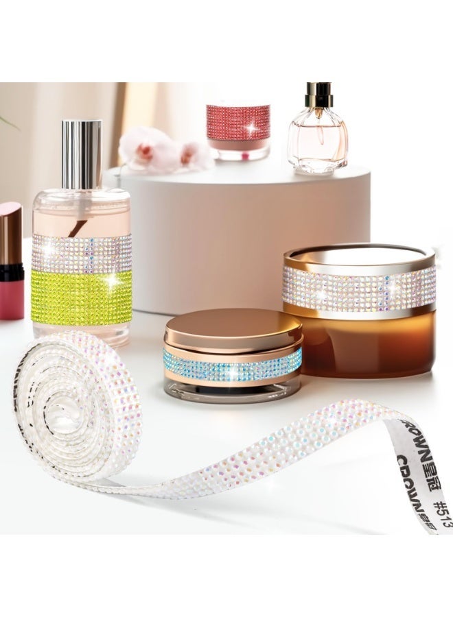 OSHIMA 6PCS Rolls Bedazzling Strips, Rhinestone Ribbon, Self Adhesive Crystal Rhinestones, Self Adhesive Crystal Rhinestone Diamond Ribbon, Multi-Functional DIY Decorative Bling Gemstone Arts Crafts Sticker - Image 5