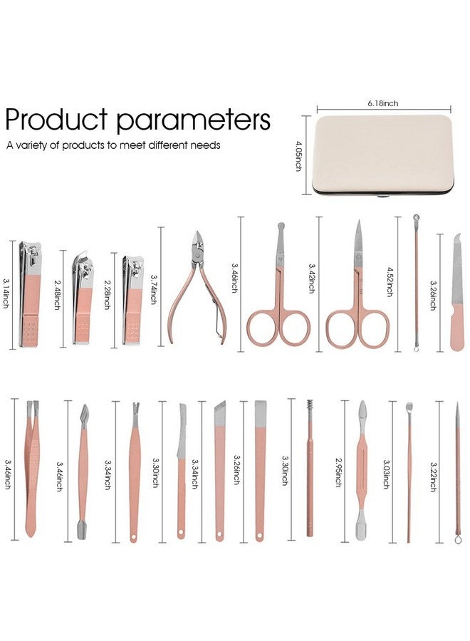 ماي كرييت طقم أظافر من الفولاذ المقاوم للصدأ للنساء، طقم مانيكير احترافي، مقص أظافر، طقم باديكير 18 قطعة، طقم العناية بالنساء، طقم سفر محمول - Image 3