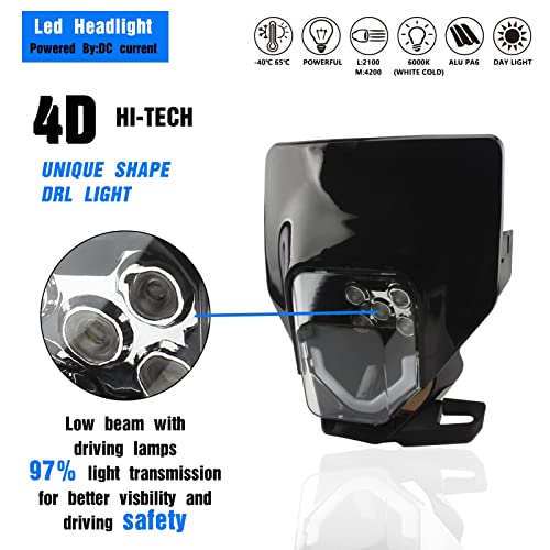 ABCERRSI ABCRRSI Dirt Bike Headlights,Dirtbike LED Headlight Kit Motorcycle Head Lamp Light Kit Universal for Most Pit Bike Enduro,Replacement Headlamp Frontlight for ATV 2017-2022 Husqvarna FE250 FE350 FE45 - Image 4