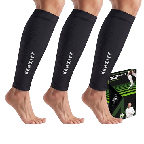 NEWZILL Calf Compression Sleeve for Men & Women | Footless Compression Socks for Shin Splint Relief, Varicose Veins | Perfect Leg Sleeve for Running, Travel, Nursing, Work, Fitness (Black 3Pairs S/M) - Image 1