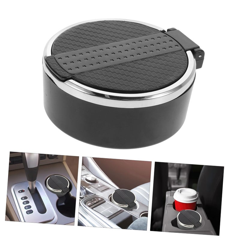 Black Portable Car Ashtray With Lid High Temperature Resistant Keeps Interior Clean - Image 4