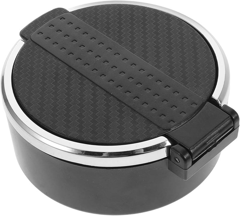 Black Portable Car Ashtray With Lid High Temperature Resistant Keeps Interior Clean - Image 1