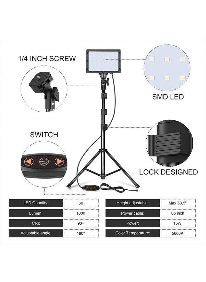 EMART - Emart Led Photo Fill Light Dimmable 5600k & Color Filter with 51inch Adjustable Stand, Portable Studio Lights for Photoshoot, Photography Video Lighting for Video Recording Streaming Filming - Image 1