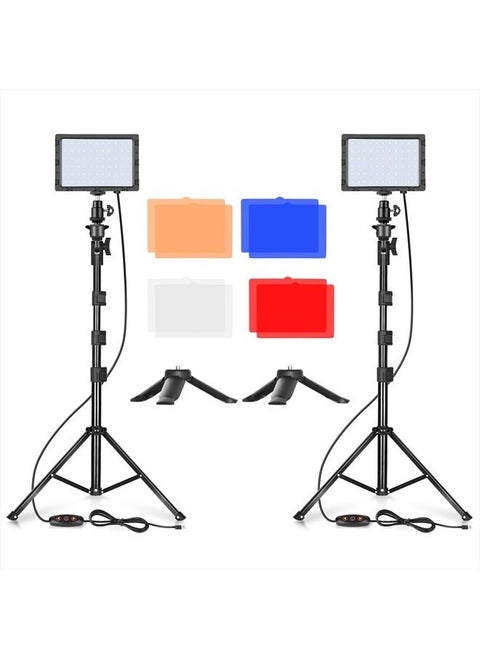 Emart Led Photo Fill Light Dimmable 5600k & Color Filter with 51inch Adjustable Stand, Portable Studio Lights for Photoshoot, Photography Video Lighting for Video Recording Streaming Filming
