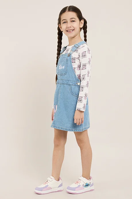 R&B Angel Print Dungaree Dress