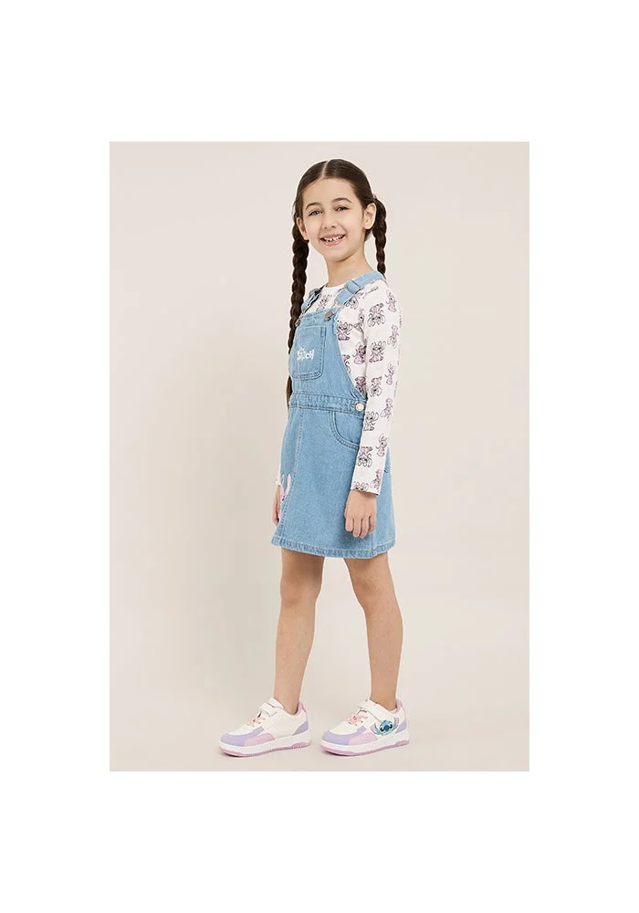 R&b Angel Print Dungaree Dress