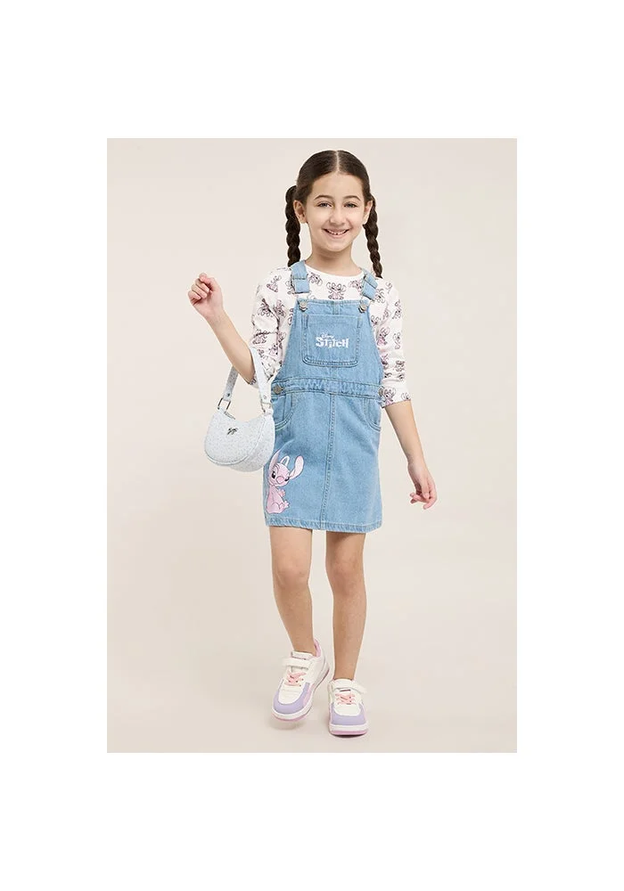 R&b Angel Print Dungaree Dress