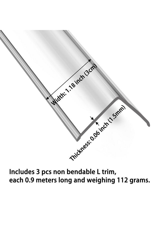 Trimold Clear Peel and Stick L Molding Corner Guards with 90° Angle for Wall Door Frame Cabinet Baseboard Protection and Decoration, 2.9ft x 1.2in (3Pcs) - Image 2