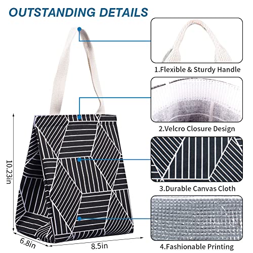iknoe Insulated Lunch Bag for Women & Adults, 9L Foldable Wide-Open Cooler Bag with Pockets, Leakproof & Portable, for Picnic, Office, Beach, Black Rhombus - Image 4