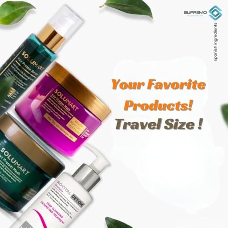 Hair Care Routine "Solumart serum, Solumart Hair protein mask one of dry and damaged hair and one of thick and weak hair and Rovital-Detox shampoo" Bundle of 4 Sachets - Image 3
