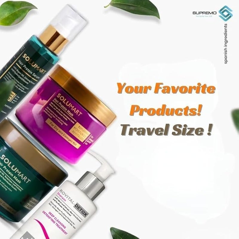 Hair Care Routine "Solumart serum, Solumart Hair protein mask one of dry and damaged hair and one of thick and weak hair and Rovital-Detox shampoo" Bundle of 4 Sachets - Image 4