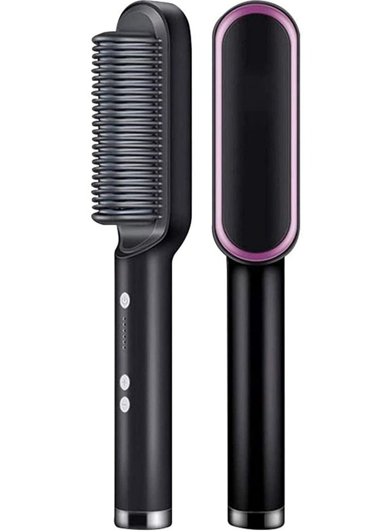 DubaiGallery Hot Hair Straightener Comb Matte Purple Black Color, Ceramic Ring Heated Electric Styling Hair Straighteners, Professional 20s Fast Heating & 5 Temp Settings & Anti-Scald  - Image 2