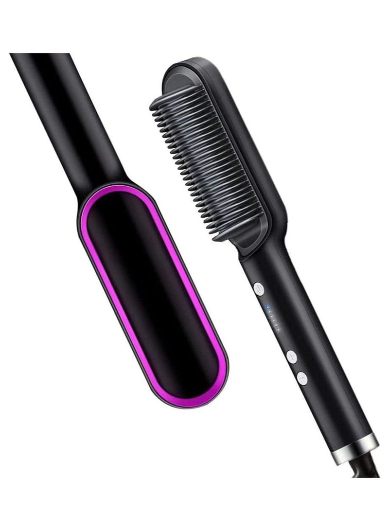 DubaiGallery Hot Hair Straightener Comb Matte Purple Black Color, Ceramic Ring Heated Electric Styling Hair Straighteners, Professional 20s Fast Heating & 5 Temp Settings & Anti-Scald  - Image 1