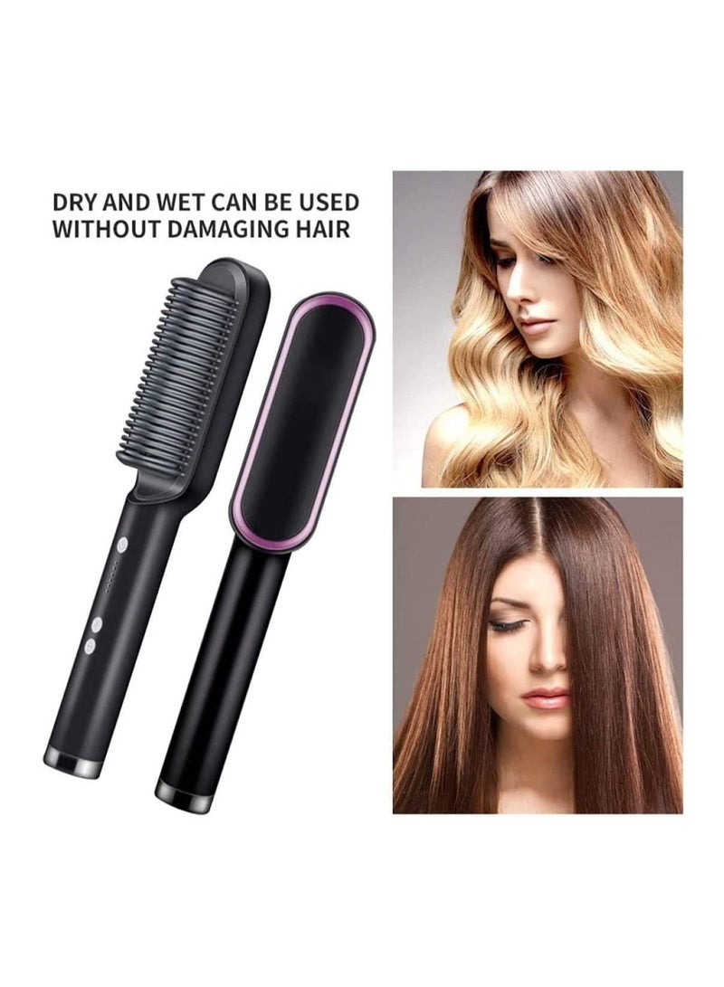 DubaiGallery Hot Hair Straightener Comb Matte Purple Black Color, Ceramic Ring Heated Electric Styling Hair Straighteners, Professional 20s Fast Heating & 5 Temp Settings & Anti-Scald  - Image 5