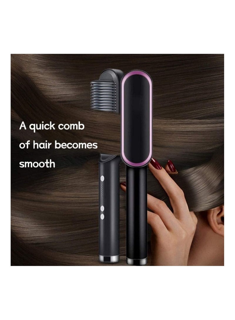 DubaiGallery Hot Hair Straightener Comb Matte Purple Black Color, Ceramic Ring Heated Electric Styling Hair Straighteners, Professional 20s Fast Heating & 5 Temp Settings & Anti-Scald  - Image 4