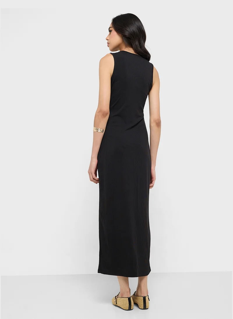 جينجر Ribbed Midi Dress