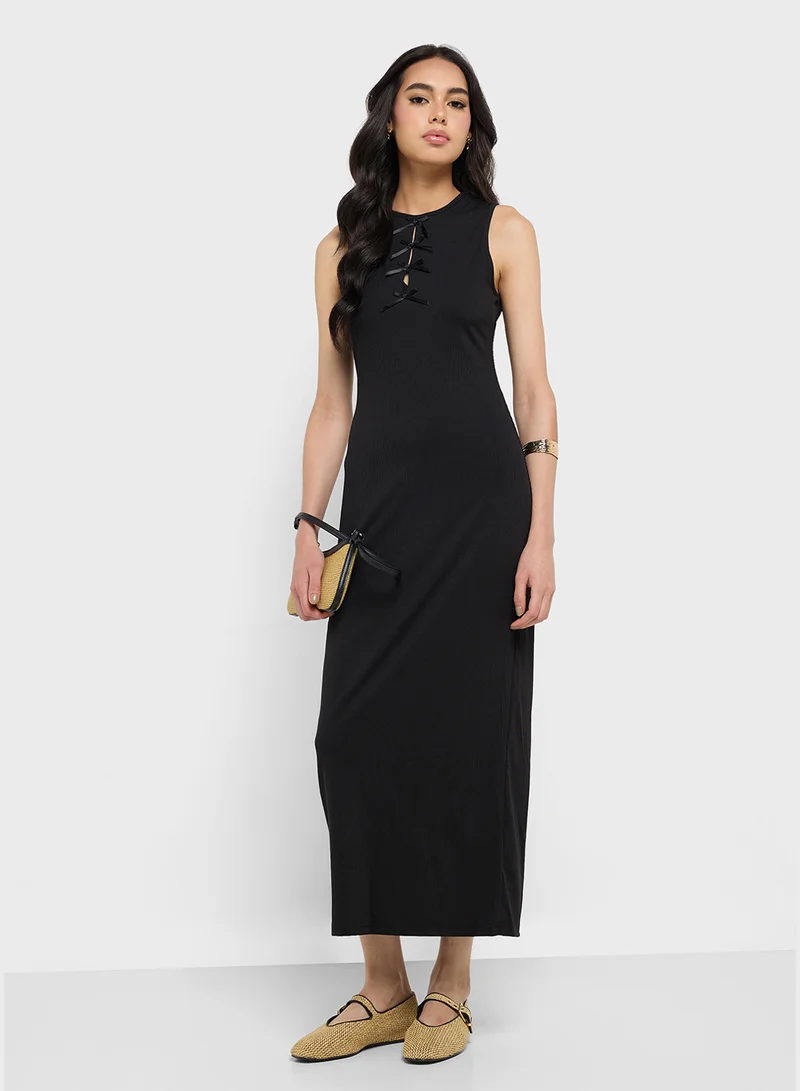 جينجر Ribbed Midi Dress