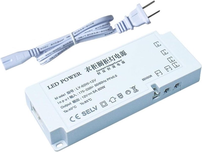 12V 60W LED Power Supply Transformer 6 Port Output For Wardrobe Bookcase Lighting - Image 1