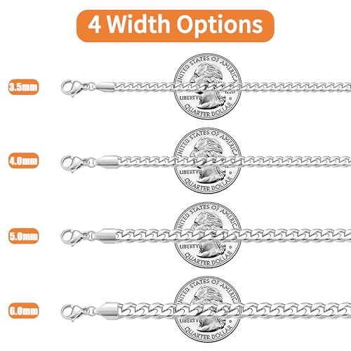 Fiusem Silver Tone Cuban Link Chain for Men, 6mm Mens Chain Necklaces, Stainless Steel Chain Necklaces for Men Women, 18 inch - Image 4