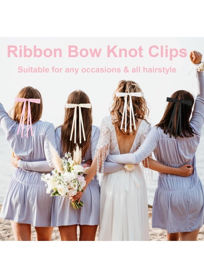 Bukela Ribbon Hair Clips – Pink/Black/Blue/Green/Purple/Off-White, 6 Colors, Grosgrain Bow Barrettes for Girls - Image 2