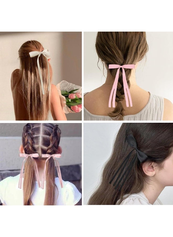 Bukela Ribbon Hair Clips – Pink/Black/Blue/Green/Purple/Off-White, 6 Colors, Grosgrain Bow Barrettes for Girls - Image 4