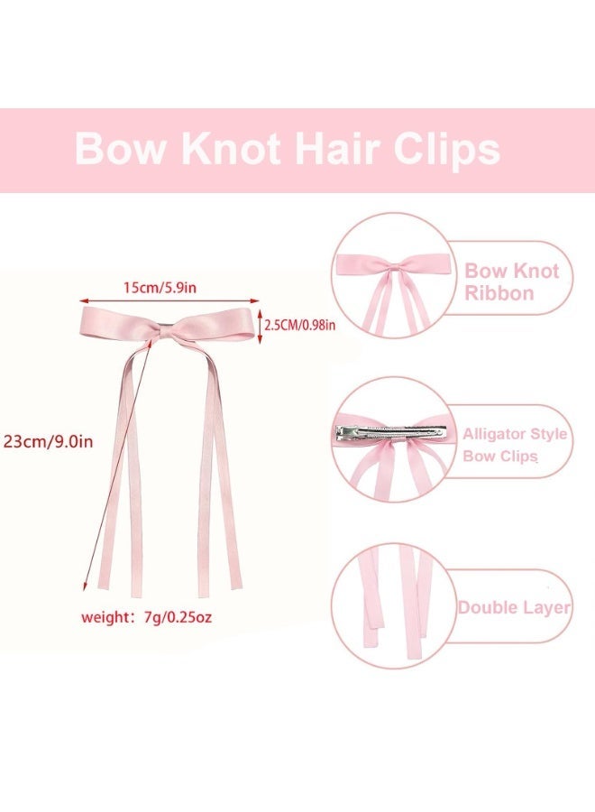 Bukela Ribbon Hair Clips – Pink/Black/Blue/Green/Purple/Off-White, 6 Colors, Grosgrain Bow Barrettes for Girls - Image 5