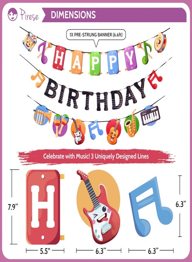 Pirese Music Birthday Banner - Karaoke Music Themed Party Decor - Image 3