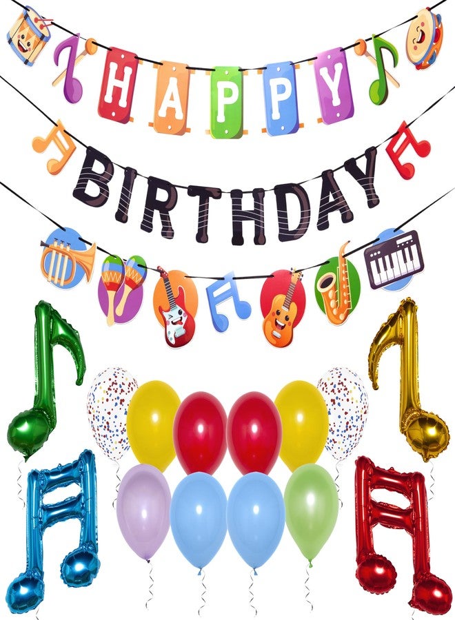 Pirese Music Birthday Banner - Karaoke Music Themed Party Decor - Image 1
