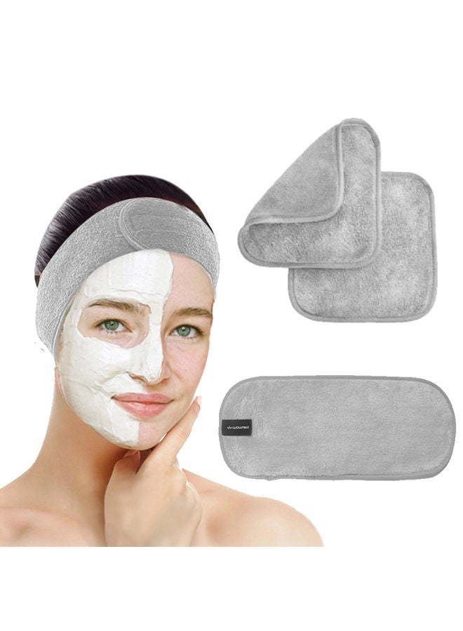 Wownect [4 in 1] Makeup Remover Cloth Reusable Microfiber Face Towel Washable, Square Facial Cleansing Cloth, Makeup Hair Band for Sports Yoga Gym Band [Machine Washable] - Image 1